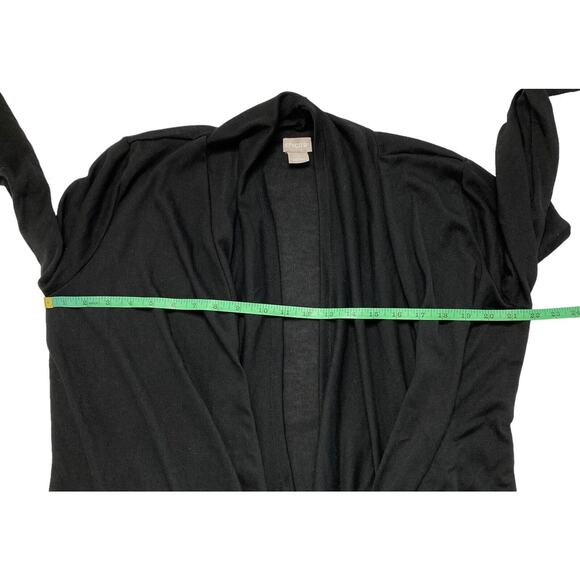 CHICOS Black Fine Knit Draped Long Sleeve Sweater Size Large (2) Layered - Picture 9 of 11